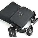 Сумка чоловіча текстильна чорна PP маленька, Міні наплічна сумочка планшет з нейлону тканинна на блискавці, фото 4