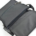 Сумка чоловіча текстильна чорна PP маленька, Міні наплічна сумочка планшет з нейлону тканинна на блискавці, фото 7