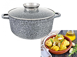 Казан Круглий з Гранітним Покриттям і Кришкою Unique UN-5218 28см (12595)