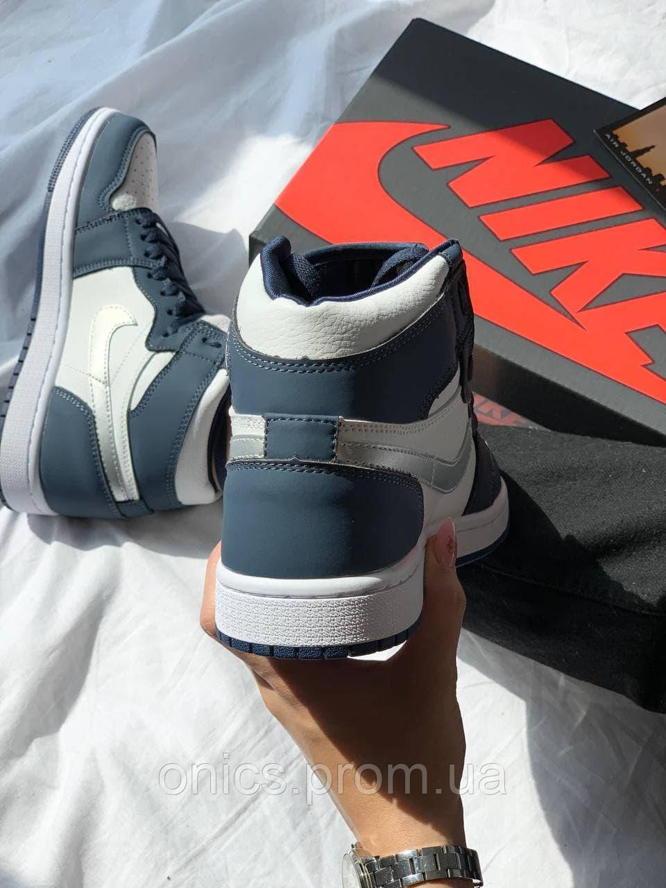 Nike Air Jordan 1 Retro Mid Navy Blue White 2 хорошее качество кроссовки и кеды хорошее качество Размер 42 - фото 1 - id-p1946587194