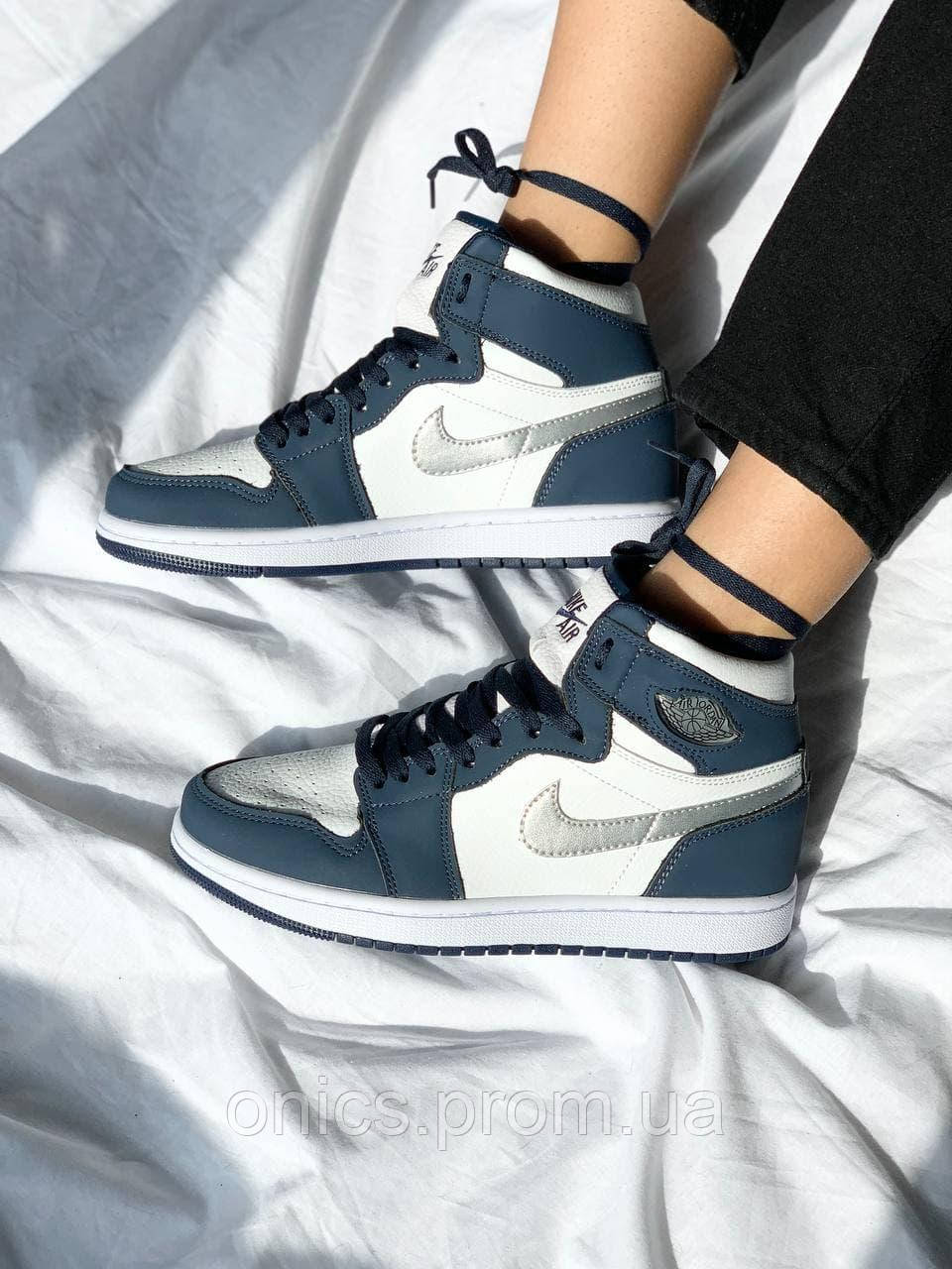 Nike Air Jordan 1 Retro Mid Navy Blue White 2 хорошее качество кроссовки и кеды хорошее качество Размер 42 - фото 8 - id-p1946587194