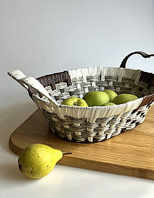 Плетений кошик з ручками для фруктів Helios 310х240х95 мм (7327)