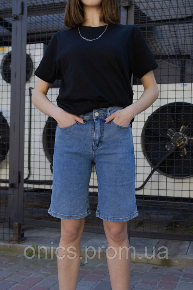 Жіночі джинсові шорти without sali blue хорошее качество - фото 2 - id-p1946551491