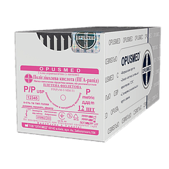 ПГА-РАПІД USP(EP): 1(М4) 0,90 м, Колюча голка 40мм 1/2, OPUSMED® (Полигликолевая кислота ПГА-Рапід)