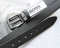 Кожаный ремень Hugo Boss black хорошее качество