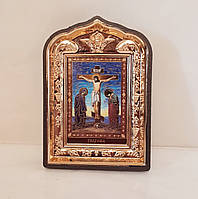 Ікона Голгофа, лик 6х9, у пластиковій чорній рамці