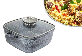 Казан Квадратний з Гранітним Покриттям і Кришкою Unique UN-5205 22 см