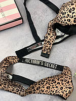 Комплект женский Victoria s Secret Model Rhinestone двойка топ+трусики леопард kk010 хорошее качество