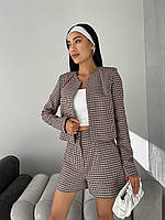 Стильный женский костюм Краса элегантный пиджак и шорты из твида на подкладке Ddi5231