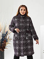 Теплое женское пальто из альпаки батал №903