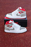 Nike Air Jordan 1 Retro Mid Grey White Red гарна якість кросівки та кеди гарна якість Розмір 41