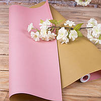 Папір флористичний двосторонній "рожевий+ матове золото"