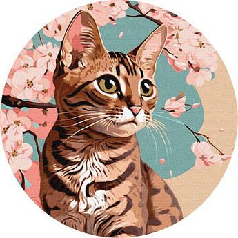 Картина за номерами Чарівне кошеня ©art_selena_ua (KHO-R1012) 39 см кругле полотно Ідейка (Без коробки)