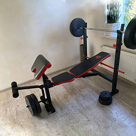 Лава для жиму універсальна регульована ReadMeBlack з партою Скотта + штанга 103 кг RN-Sport