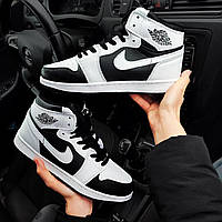 Зимові чоловічі кросівки Nike Air Air Jordan 1 Retro біло/чорні хорошее качество Размер 41(26см)