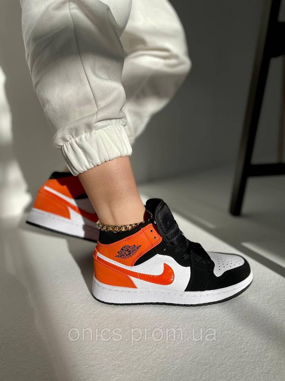 Nike Air Jordan 1 Retro Mid Black Orange White хорошее качество кроссовки и кеды хорошее качество Размер 41 - фото 2 - id-p1946617540