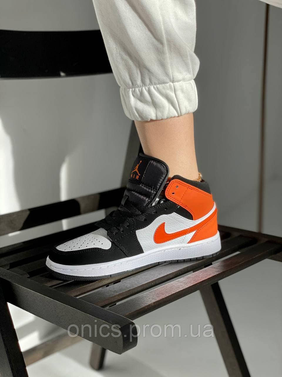 Nike Air Jordan 1 Retro Mid Black Orange White хорошее качество кроссовки и кеды хорошее качество Размер 41 - фото 3 - id-p1946617540