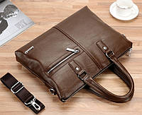 Мужской деловой портфель для документов формат А4 мужская сумка для планшета ноутбука бумаг Светло-коричневый