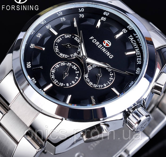 Мужские механические наручные часы Forsining S899 люкс качество механика Серебро хорошее качество - фото 9 - id-p1946667824