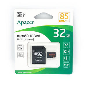 Карта пам'яті microSD / SDHC (UHS-I(1)) Apacer 32Gb (class 10) + адаптер
