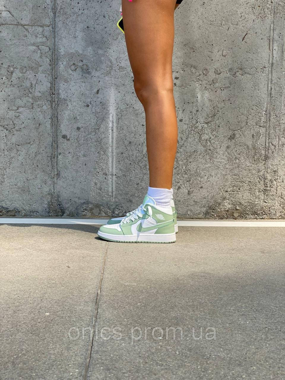 Nike Air Jordan 1 Retro Mid Green White 3 хорошее качество кроссовки и кеды хорошее качество Размер 36 - фото 6 - id-p1946588081