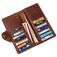 Бумажник мужской вертикальный из винтажной кожи на кнопках SHVIGEL 16181 Коричневый хорошее качество