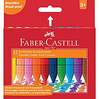 Мелки восковые Faber-Castell Plastic Grip Jumbo утолщенные трехгранные в картонной коробке 12 цветов, 122540