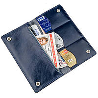 Бумажник унисекс на кнопках кожаный SHVIGEL 16192 Синий хорошее качество