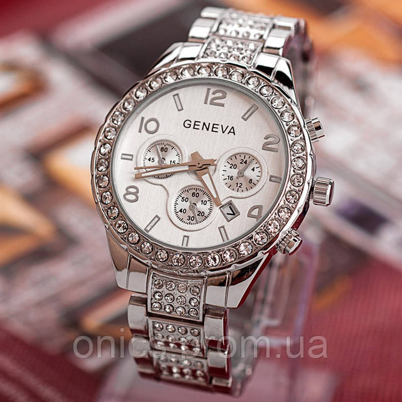 Часы женские наручные с камнями сваровски хорошее качество - фото 1 - id-p1946656812