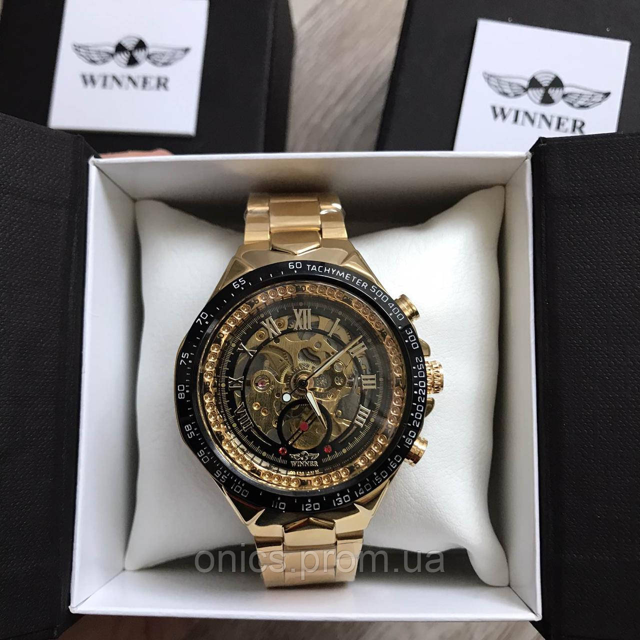 Мужские наручные часы Winner Gold механика в коробке хорошее качество - фото 4 - id-p1946656822