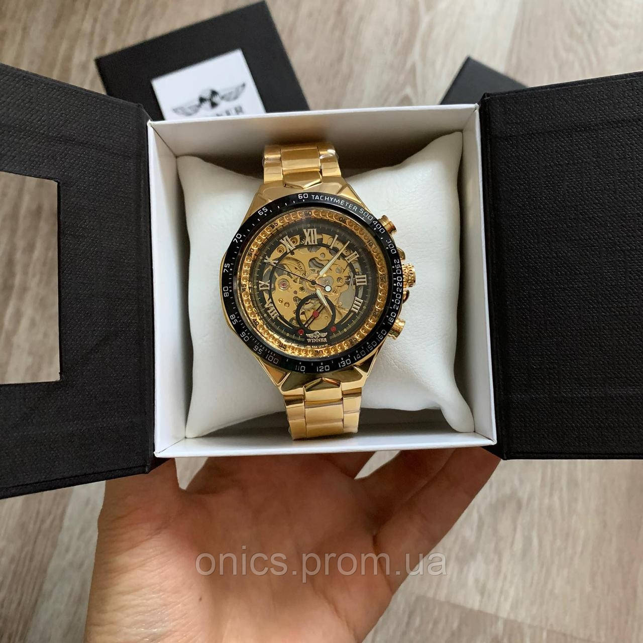 Мужские наручные часы Winner Gold механика в коробке хорошее качество - фото 5 - id-p1946656822