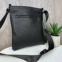 Мужская кожаная сумка планшетка классическая | Барсетка для мужчин сумка-планшет из натуральной кожи черная