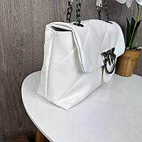 Качественная женская мини сумочка клатч на плечо в стиле Пинко стеганная, маленькая сумка Pinko птички Белый