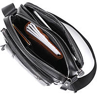 Добротная кожаная мужская сумка Vintage 20677 Черный хорошее качество
