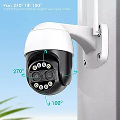Вулична WIFI Камера відеоспостереження PTZ CF26 з двома об'єктивами (4mm + 12 mm HD 1080P) 2 MP.Carecampro