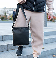 Мужская сумка барсетка из натуральной кожи черная, классическая планшетка кожаная хорошее качество