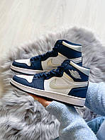 Nike Air Jordan 1 Retro Mid Navy Blue White хорошее качество кроссовки и кеды хорошее качество Размер 36