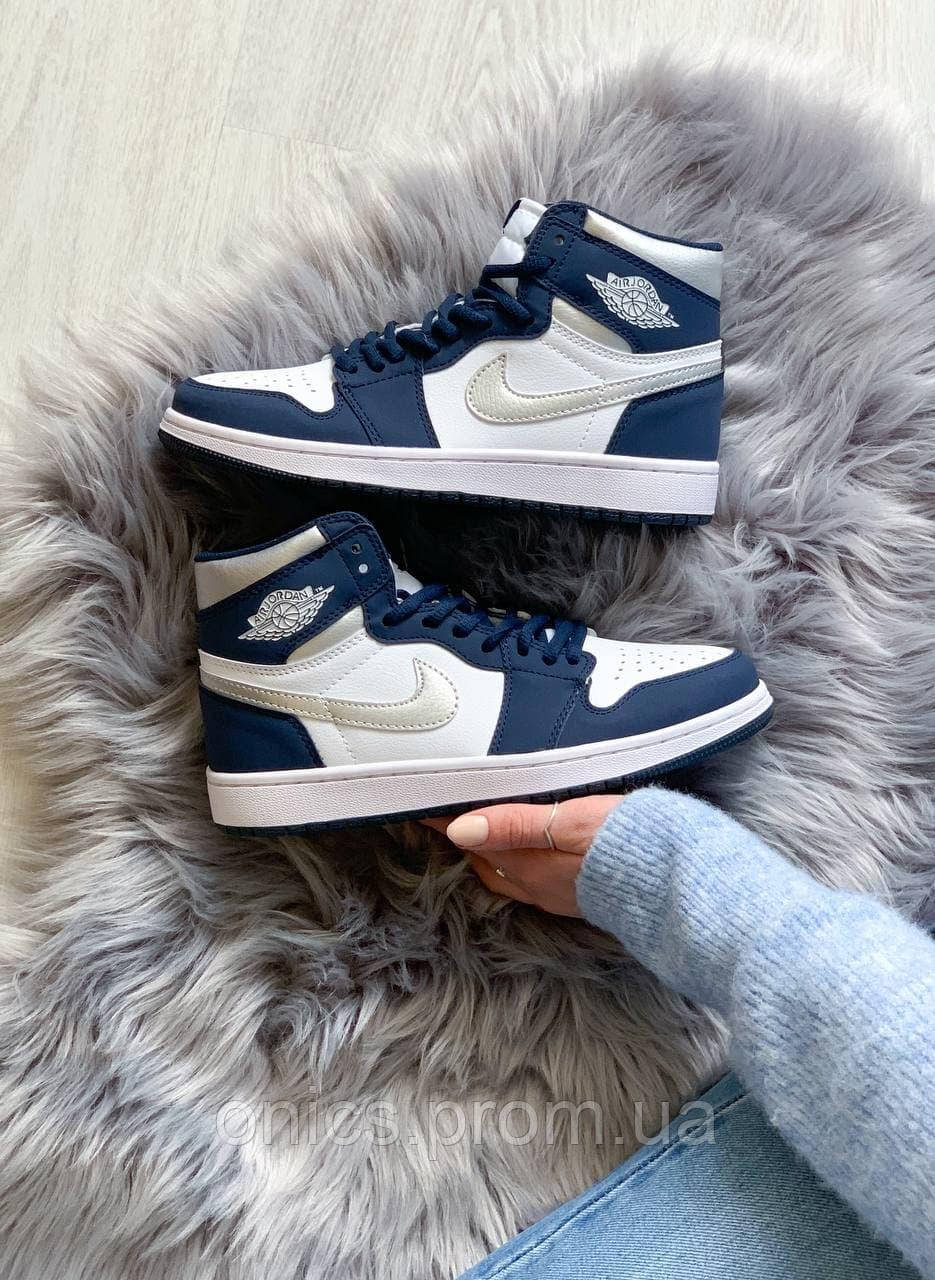 Nike Air Jordan 1 Retro Mid Navy Blue White хорошее качество кроссовки и кеды хорошее качество Размер 36 - фото 3 - id-p1946583924