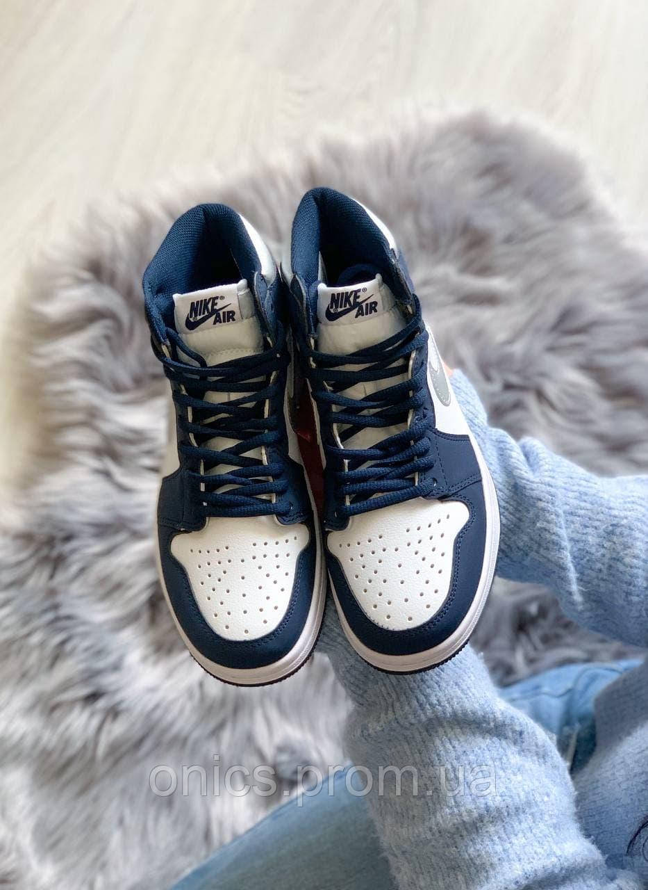 Nike Air Jordan 1 Retro Mid Navy Blue White хорошее качество кроссовки и кеды хорошее качество Размер 36 - фото 5 - id-p1946583924