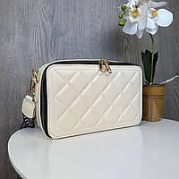Модная женская мини сумочка клатч YSL экокожа, стильная сумка на плечо стеганная Молочный хорошее качество