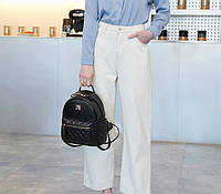 Женский стеганный городской рюкзак, прогулочный рюкзачок качественный Черный хорошее качество