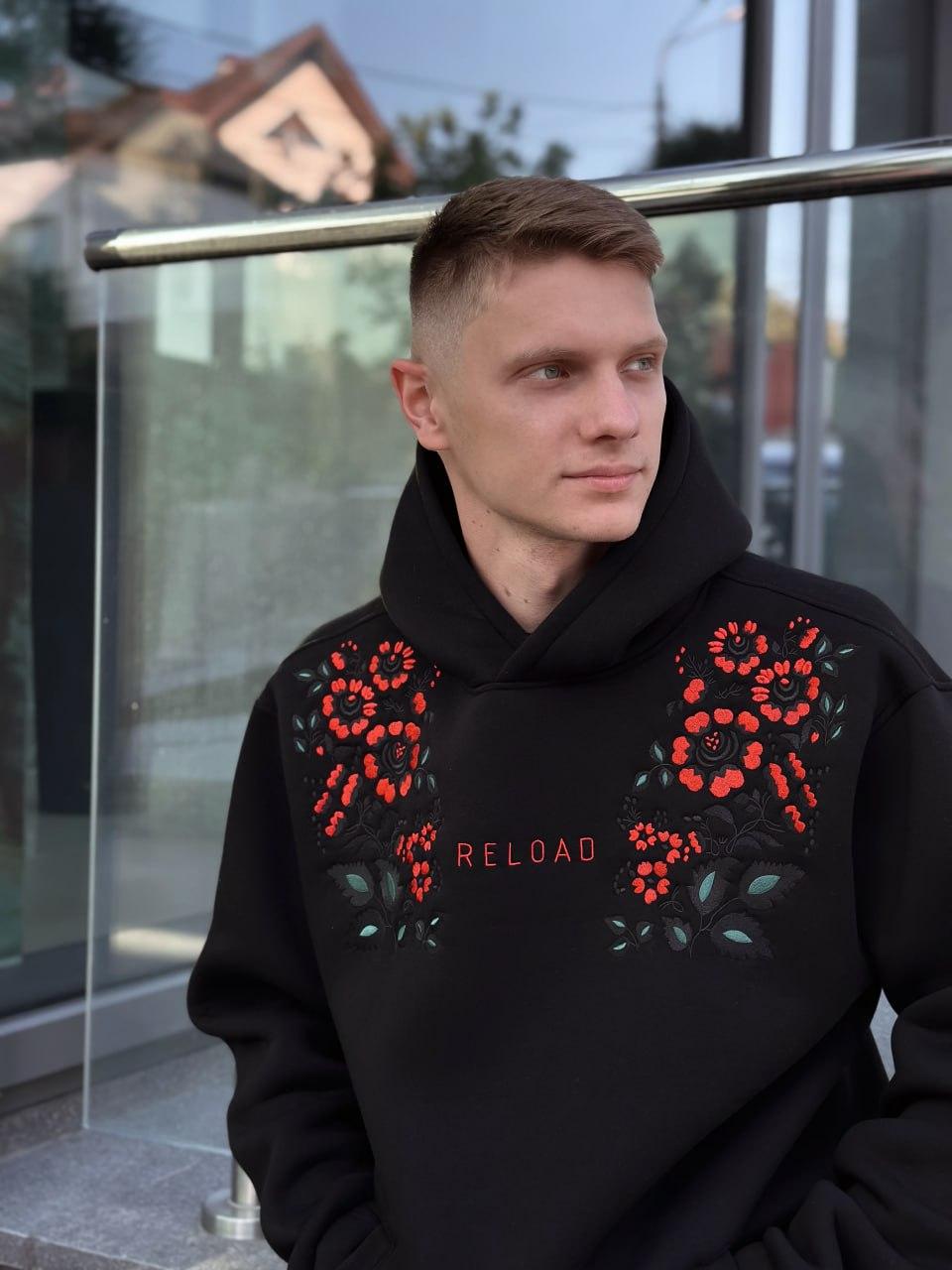 Кофта чоловіча зимова на флісі тепла з капюшоном rozpys чорна толстовка зима флісова худи чоловіче