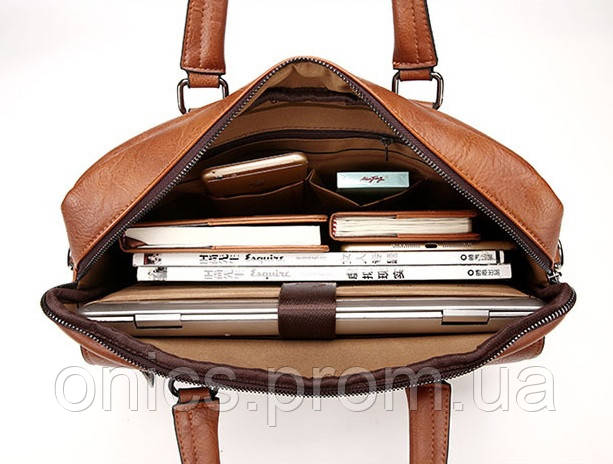 Мужской деловой портфель для документов Jeep формат А4, сумка офисная для работы мужская Темно-коричневый - фото 4 - id-p1946664102