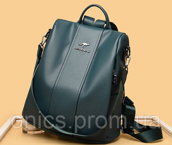 Женский городской рюкзак сумка кенгуру, небольшой прогулочный рюкзачок трансформер Бирюзовый хорошее качество - фото 2 - id-p1946664115