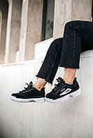 Fila Disruptor 2 Black White Suede гарна якість кросівки та кеди якість Розмір 38
