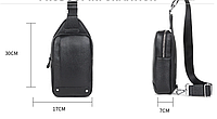 Кожаная мужская сумка бананка на грудь черная | Кроссбоди барсетка для мужчин из натуральной кожи хорошее