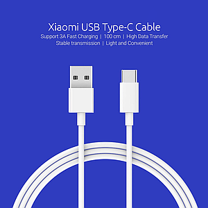 Кабель Xiaomi Mi Cable USB-A to Type-C 3A 22.5W (SJV4125CN) 100см White Оригінал!