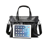 Качественная мужская деловая сумка для документов формат А4, офисная сумка-портфель черная, деловой портфель