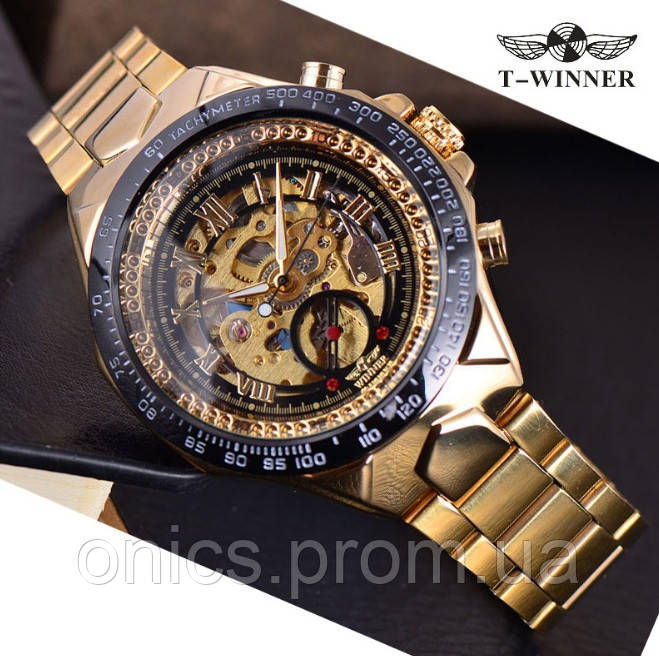 Мужские механические часы Winner Skeleton хорошее качество - фото 1 - id-p1946658507