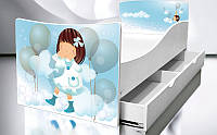 Кровать для девочки Дрема Облачко с бортиками, детская мебель: комод, шкаф, полка, шкаф купе, стол